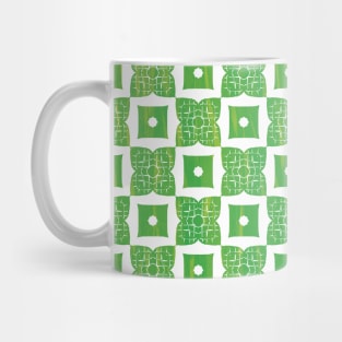 Light green floral and rectangle pattern Mug